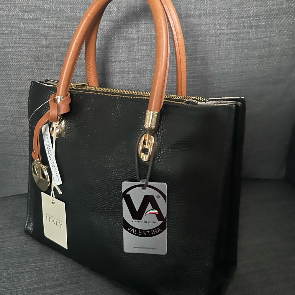NWT VALENTINA LEATHER SATCHEL TOTE BAG PURSE - Picture 8 of 10